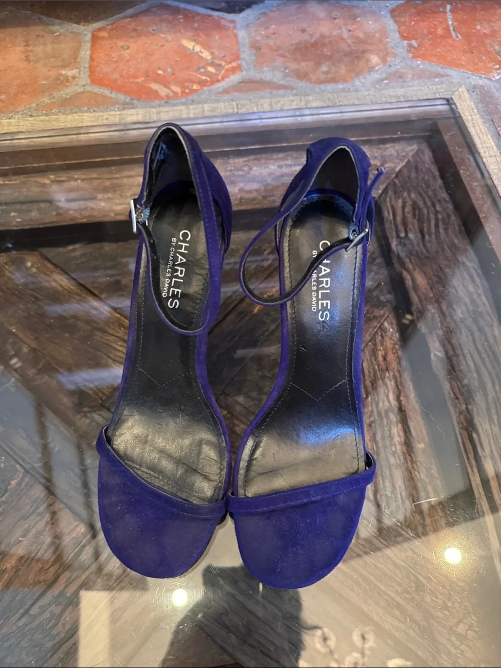 Charles By Charles David Deep Purple Suede Ankle-Strap Heels